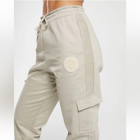 Gymshark legacy cargo joggers in washed stone brown 100% cotton size XS - Picture 2 of 11